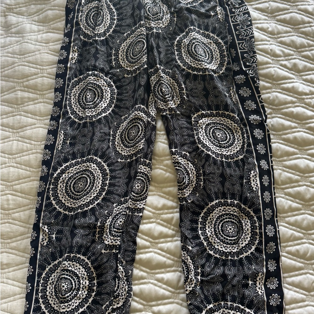 Black and White Patterned Women's Pants